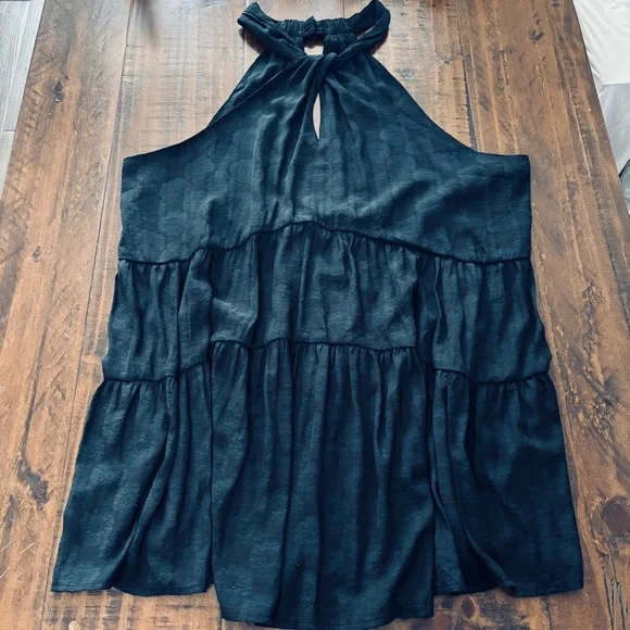 Anthropologie Lavinia Halter Swing Tank Floral Tiered Blouse Black Size XL - Picture 2 of 9